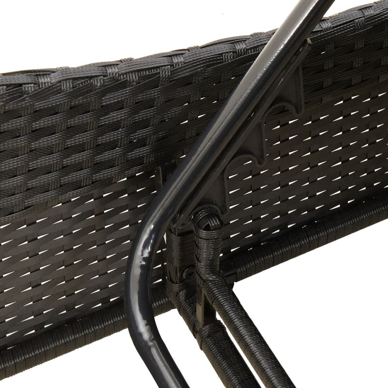 vidaXL fekete polyrattan napozóágy párnával 60x205x73 cm
