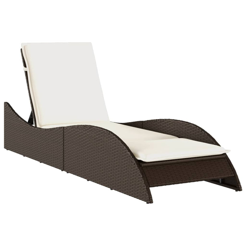 vidaXL barna polyrattan napozóágy párnával 60x205x73 cm