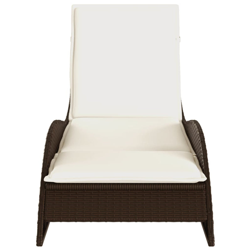 vidaXL barna polyrattan napozóágy párnával 60x205x73 cm