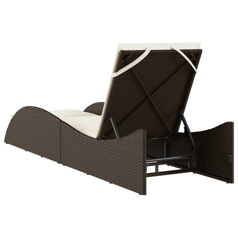 vidaXL barna polyrattan napozóágy párnával 60x205x73 cm