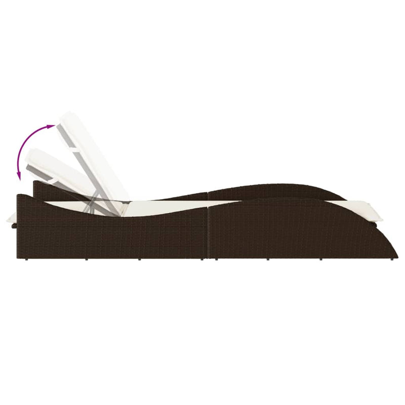 vidaXL barna polyrattan napozóágy párnával 60x205x73 cm