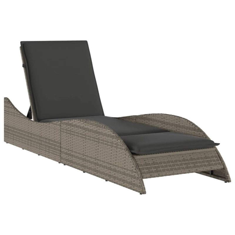 vidaXL szürke polyrattan napozóágy párnával 60x205x73 cm