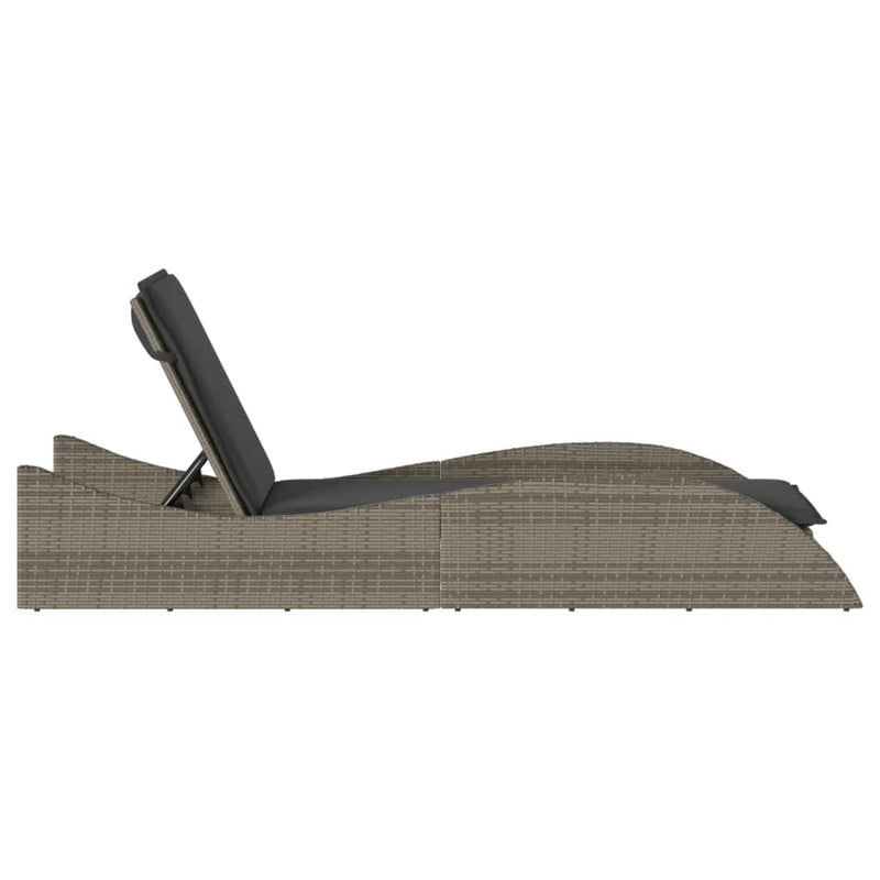 vidaXL szürke polyrattan napozóágy párnával 60x205x73 cm