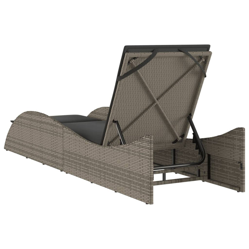 vidaXL szürke polyrattan napozóágy párnával 60x205x73 cm