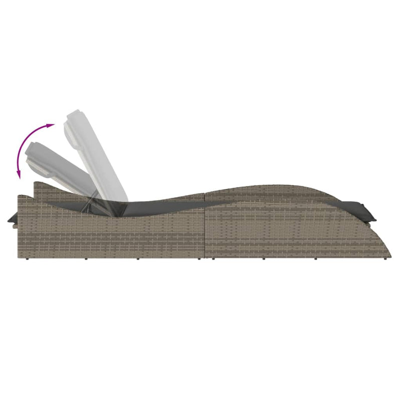 vidaXL szürke polyrattan napozóágy párnával 60x205x73 cm
