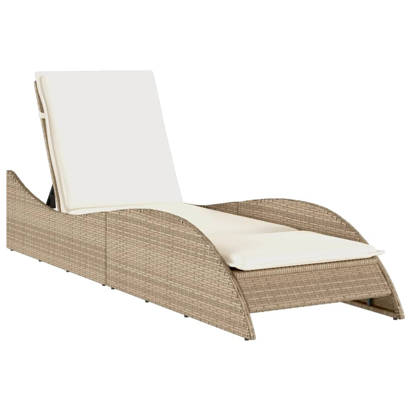 vidaXL bézs polyrattan napozóágy párnával 60x205x73 cm