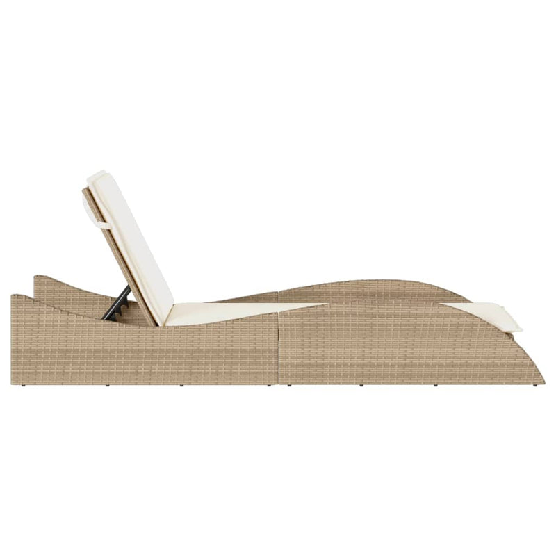 vidaXL bézs polyrattan napozóágy párnával 60x205x73 cm