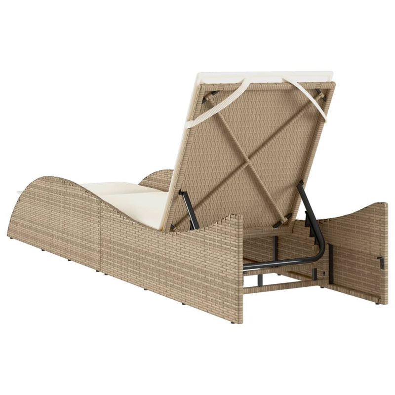vidaXL bézs polyrattan napozóágy párnával 60x205x73 cm