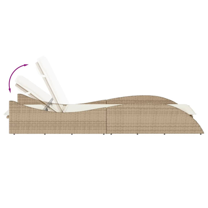 vidaXL bézs polyrattan napozóágy párnával 60x205x73 cm
