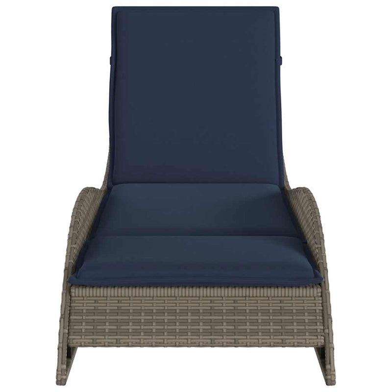 vidaXL szürke polyrattan napozóágy párnával 60 x 205 x 73 cm