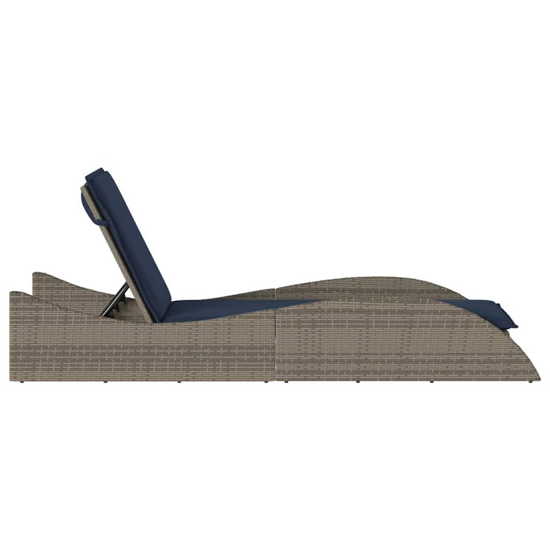 vidaXL szürke polyrattan napozóágy párnával 60 x 205 x 73 cm