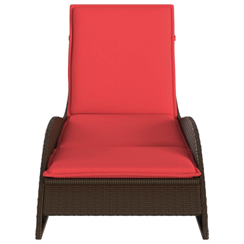 vidaXL barna polyrattan napozóágy párnával 60 x 205 x 73 cm