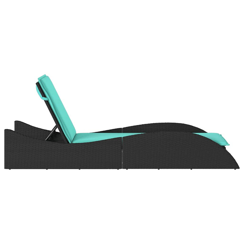 vidaXL fekete polyrattan napozóágy párnával 60 x 205 x 73 cm