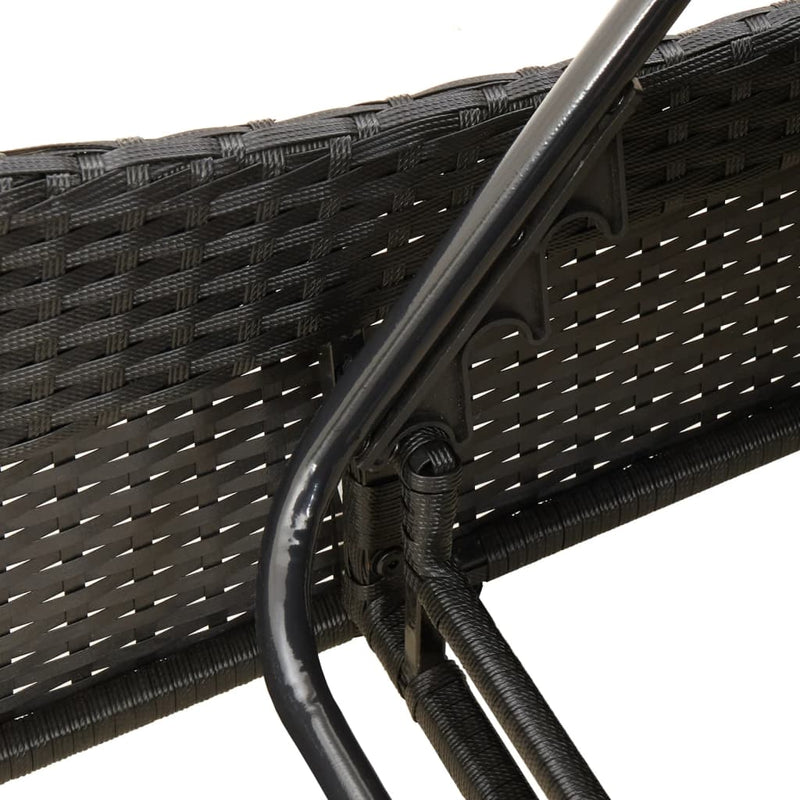 vidaXL fekete polyrattan napozóágy párnákkal 114x205x73 cm