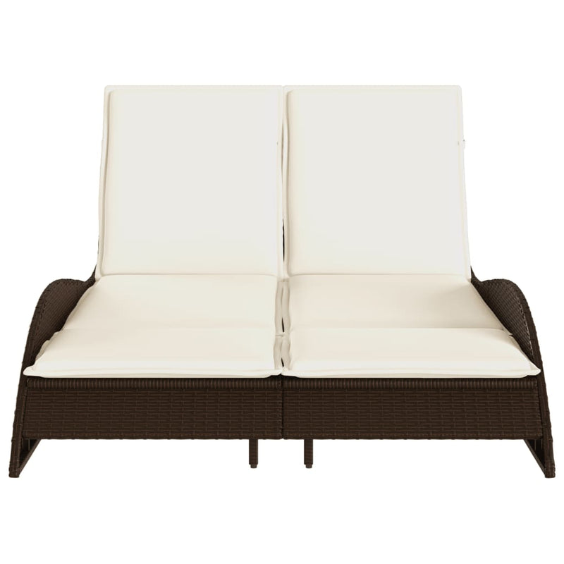 vidaXL barna polyrattan napozóágy párnákkal 114x205x73 cm