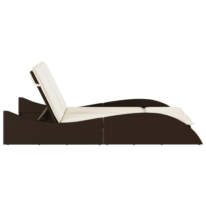 vidaXL barna polyrattan napozóágy párnákkal 114x205x73 cm