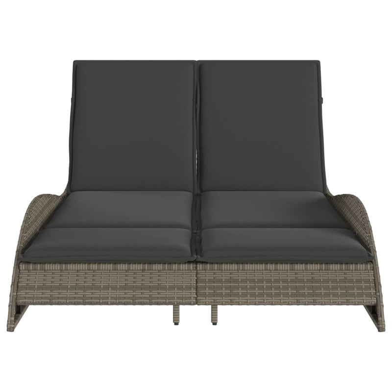 vidaXL szürke polyrattan napozóágy párnákkal 114x205x73 cm