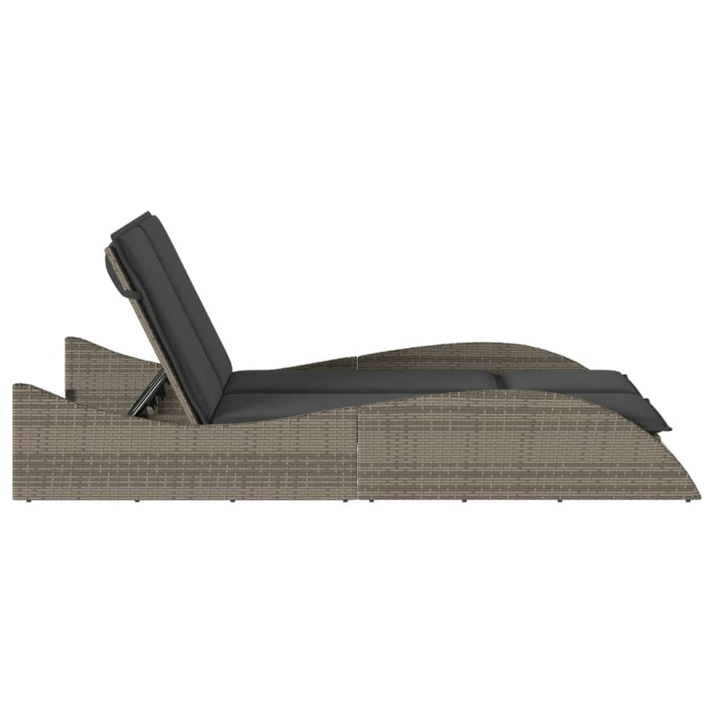 vidaXL szürke polyrattan napozóágy párnákkal 114x205x73 cm
