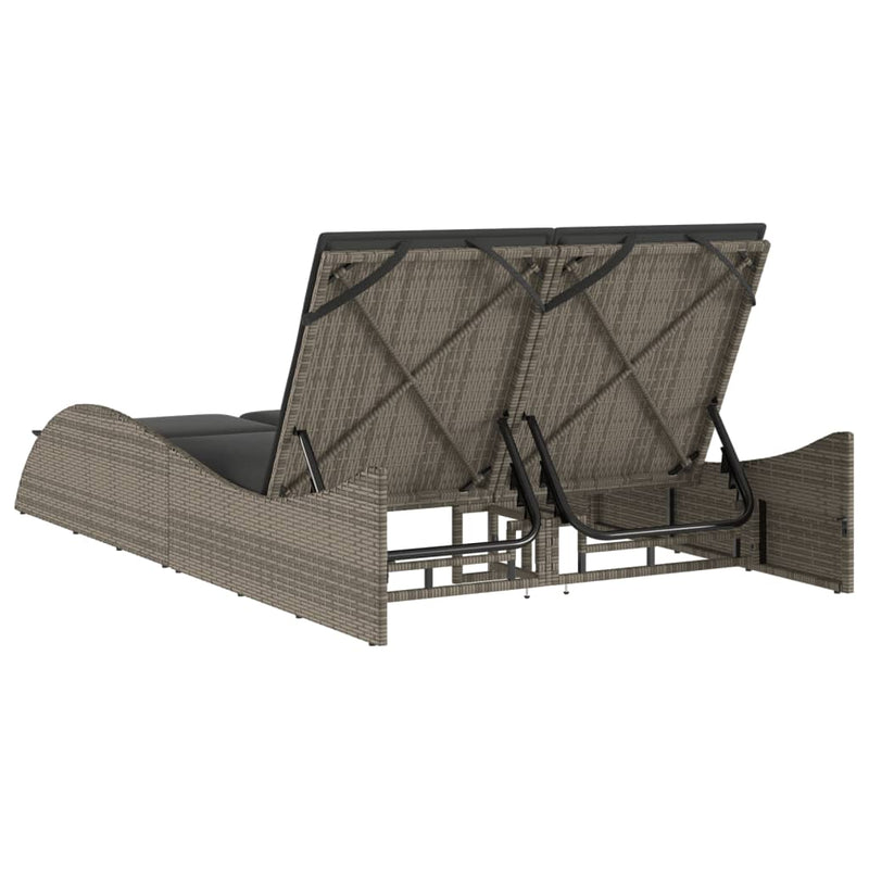 vidaXL szürke polyrattan napozóágy párnákkal 114x205x73 cm