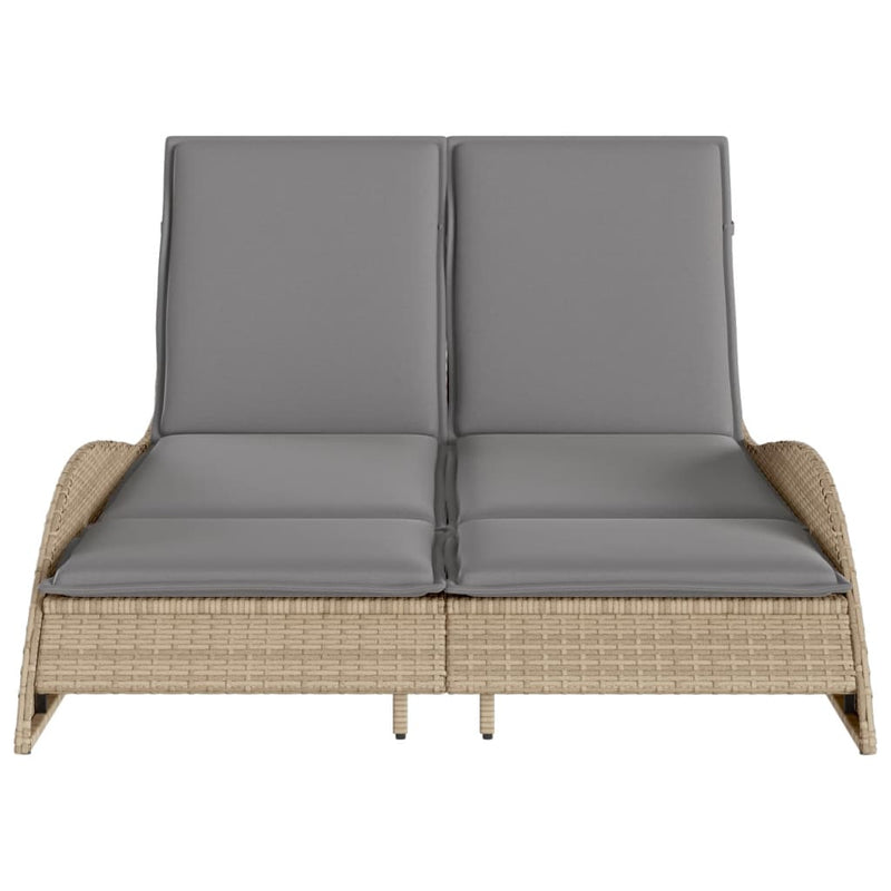 vidaXL bézs polyrattan napozóágy párnákkal 114x205x73 cm