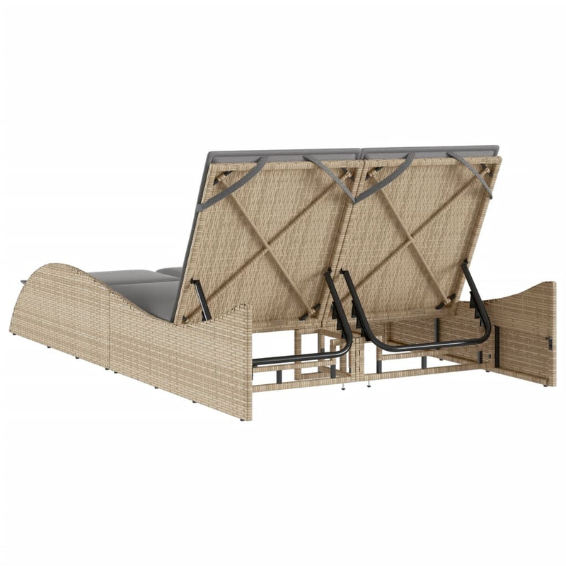 vidaXL bézs polyrattan napozóágy párnákkal 114x205x73 cm