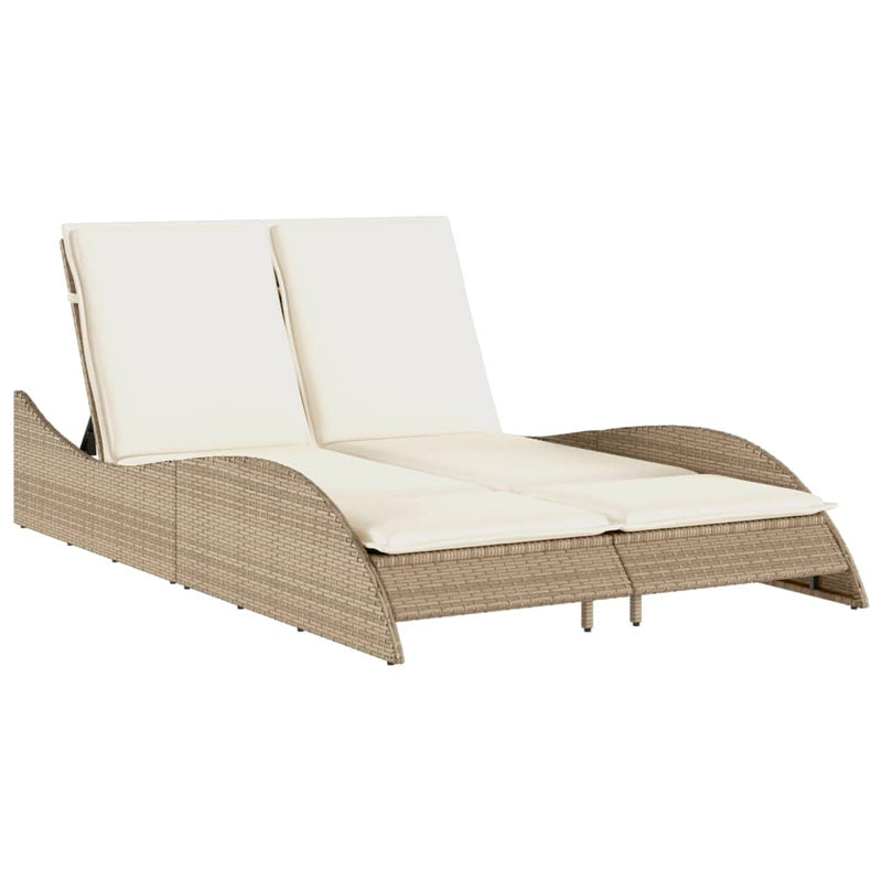 vidaXL bézs polyrattan napozóágy párnákkal 114x205x73 cm