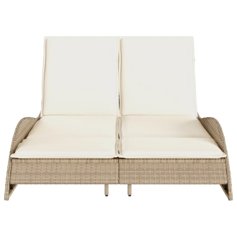 vidaXL bézs polyrattan napozóágy párnákkal 114x205x73 cm