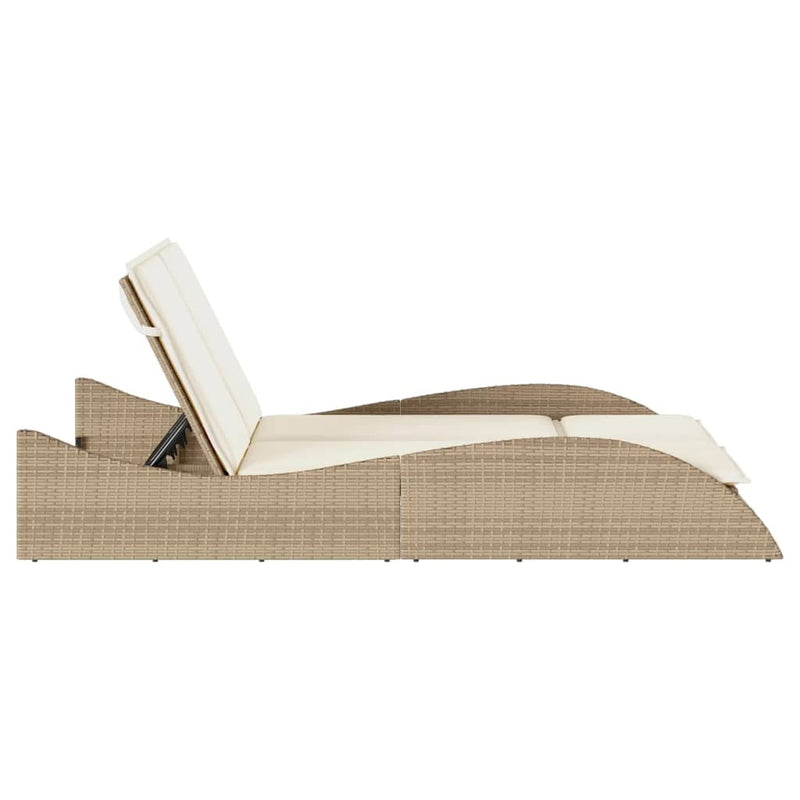 vidaXL bézs polyrattan napozóágy párnákkal 114x205x73 cm