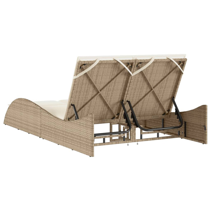 vidaXL bézs polyrattan napozóágy párnákkal 114x205x73 cm