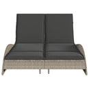 vidaXL világosszürke polyrattan napozóágy párnákkal 114x205x73 cm