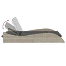 vidaXL világosszürke polyrattan napozóágy párnákkal 114x205x73 cm