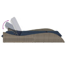 vidaXL szürke polyrattan napozóágy párnákkal 114 x 205 x 73 cm