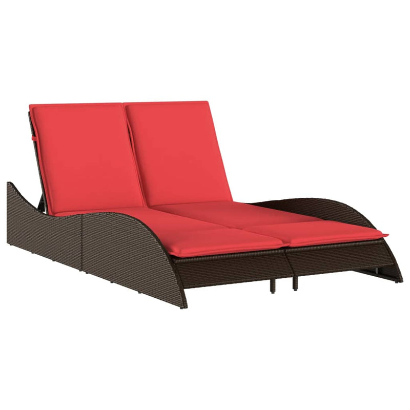 vidaXL barna polyrattan napozóágy párnákkal 114 x 205 x 73 cm
