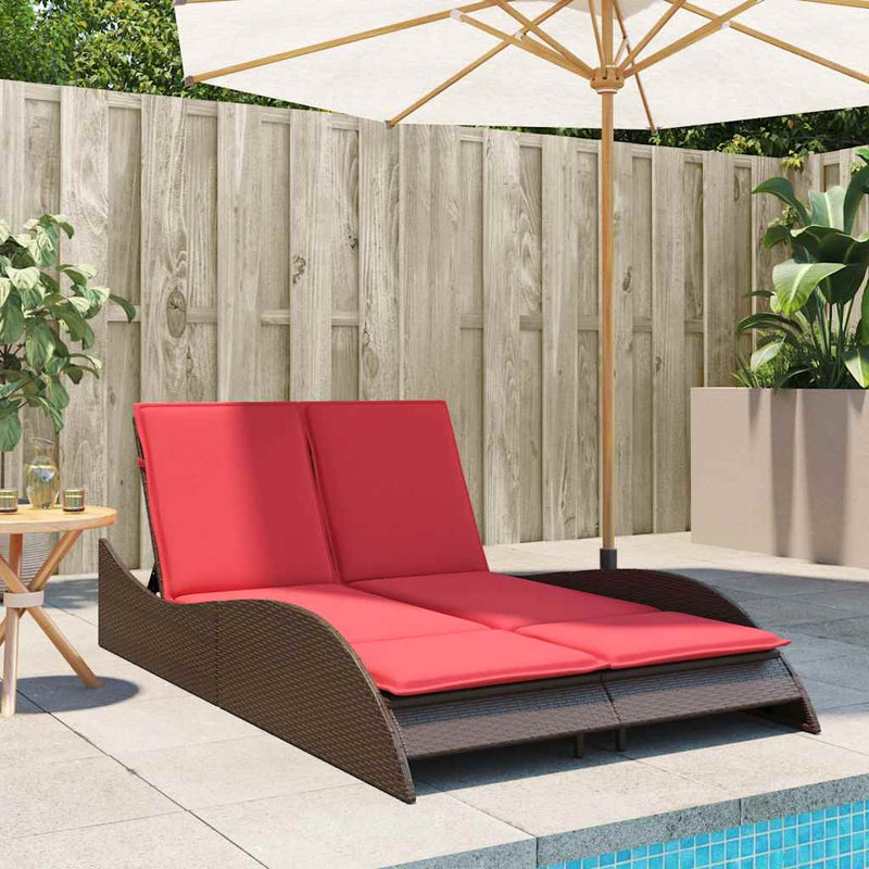 vidaXL barna polyrattan napozóágy párnákkal 114 x 205 x 73 cm