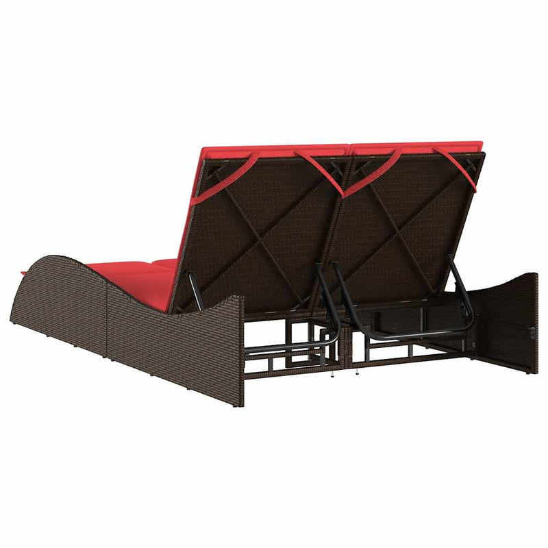 vidaXL barna polyrattan napozóágy párnákkal 114 x 205 x 73 cm