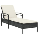 vidaXL fekete polyrattan napozóágy párnával 63x200x81 cm