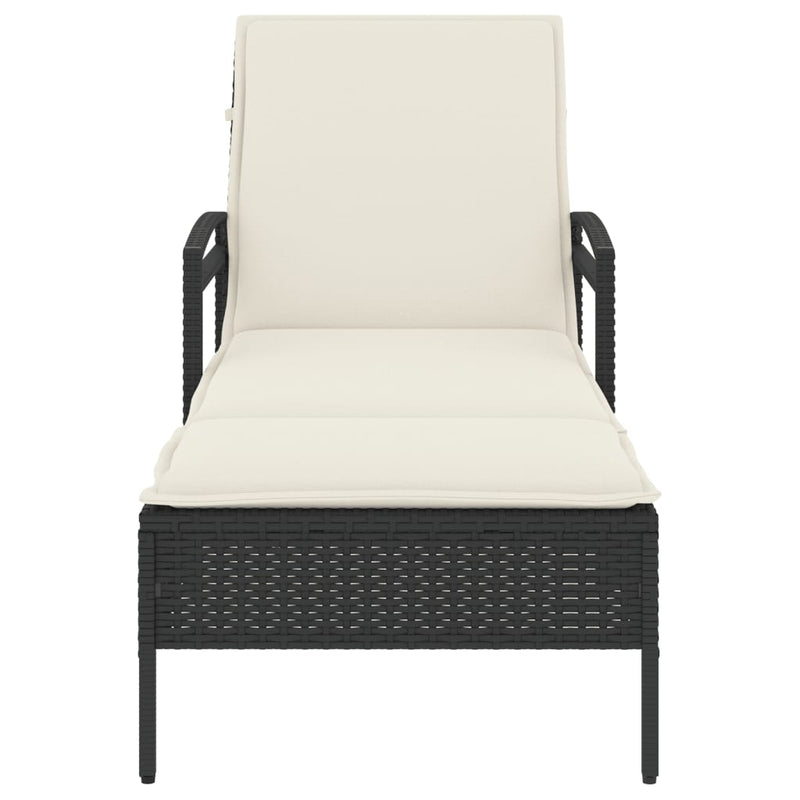 vidaXL fekete polyrattan napozóágy párnával 63x200x81 cm