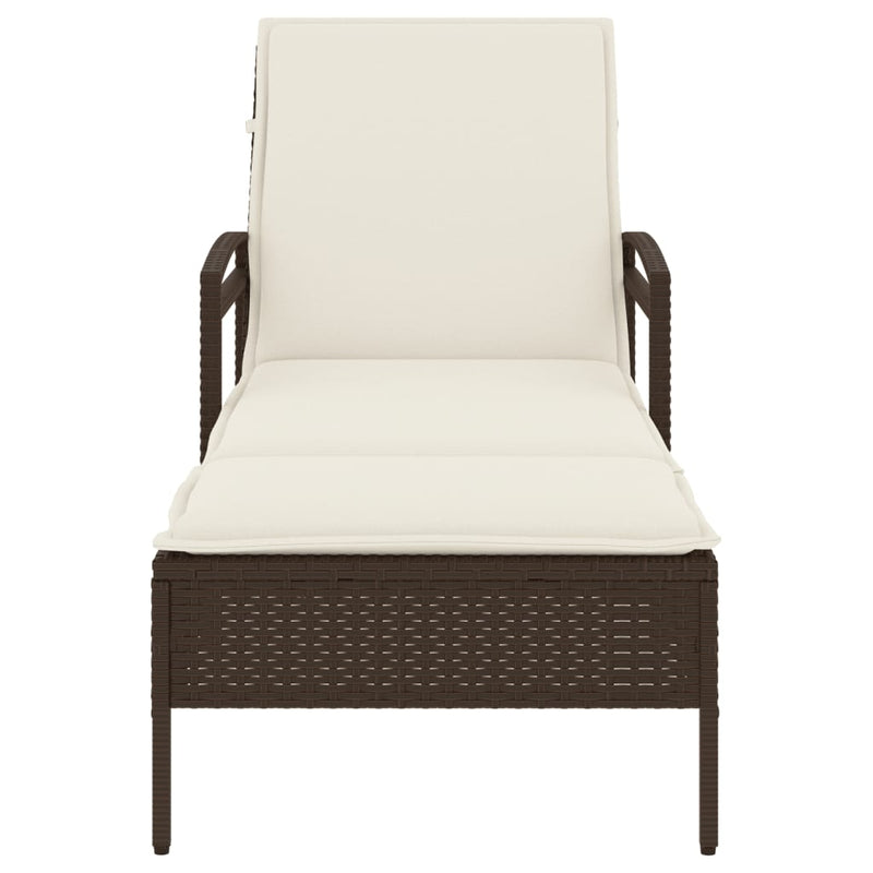 vidaXL barna polyrattan napozóágy párnával 63x200x81 cm