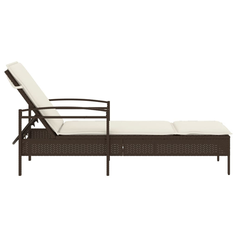 vidaXL barna polyrattan napozóágy párnával 63x200x81 cm