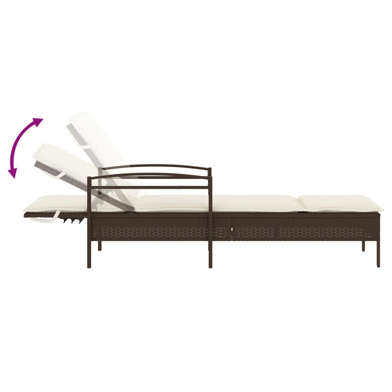 vidaXL barna polyrattan napozóágy párnával 63x200x81 cm