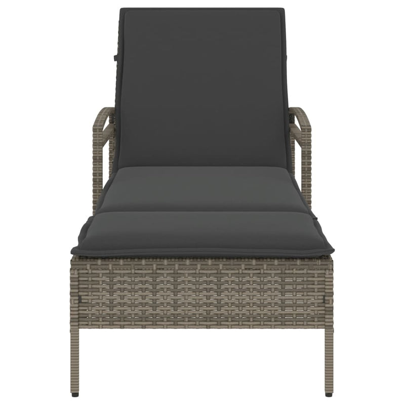 vidaXL szürke polyrattan napozóágy párnával 63x200x81 cm