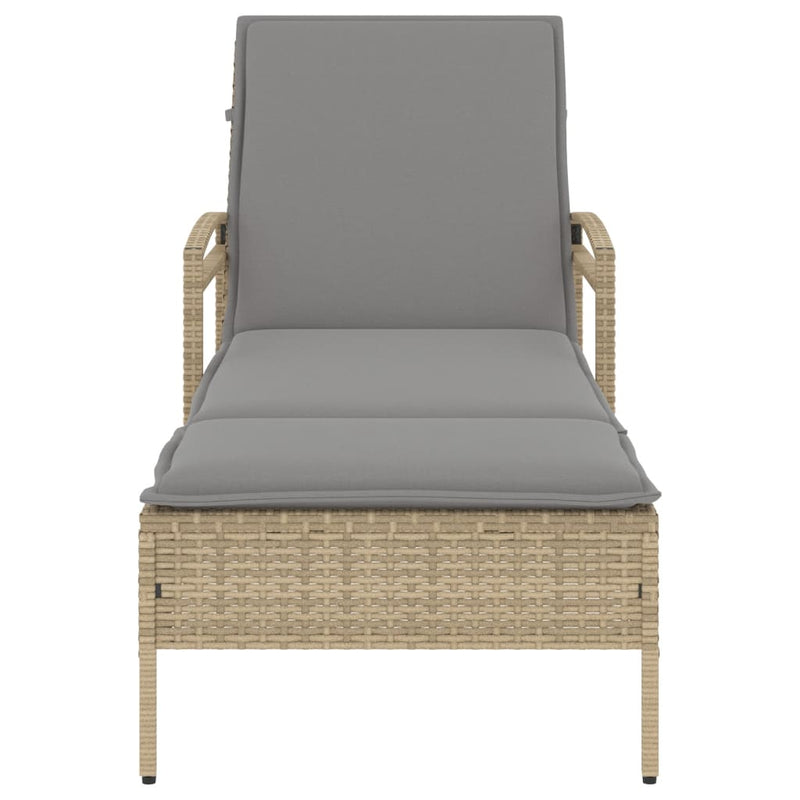 vidaXL bézs polyrattan napozóágy párnával 63x200x81 cm
