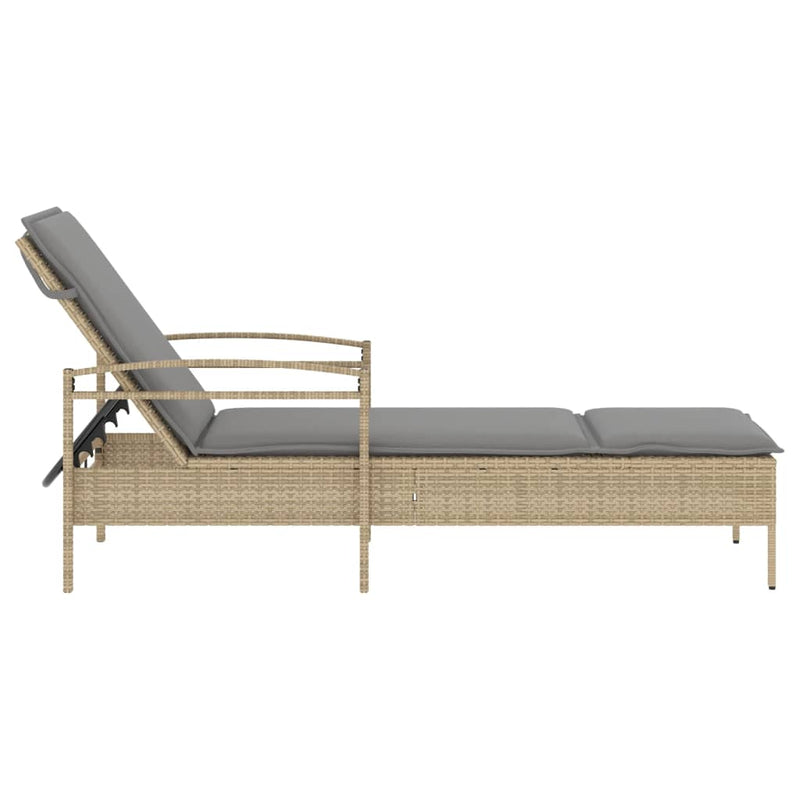 vidaXL bézs polyrattan napozóágy párnával 63x200x81 cm