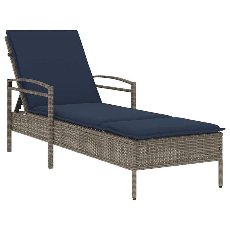 vidaXL szürke napozóágy párnával 63 x 200 x 81 cm polyrattan (csak az USA-ban)