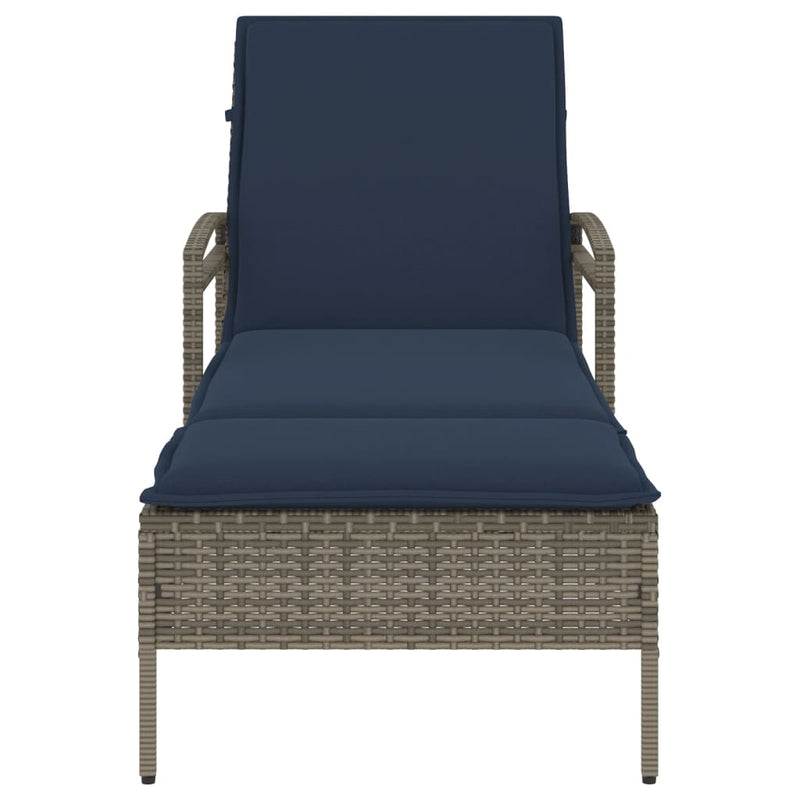vidaXL szürke napozóágy párnával 63 x 200 x 81 cm polyrattan (csak az USA-ban)