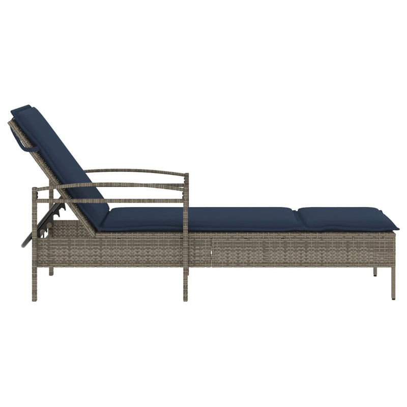 vidaXL szürke napozóágy párnával 63 x 200 x 81 cm polyrattan (csak az USA-ban)