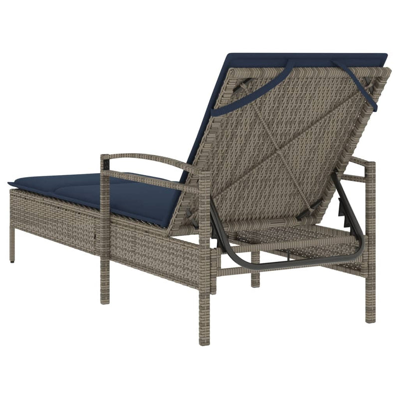 vidaXL szürke napozóágy párnával 63 x 200 x 81 cm polyrattan (csak az USA-ban)