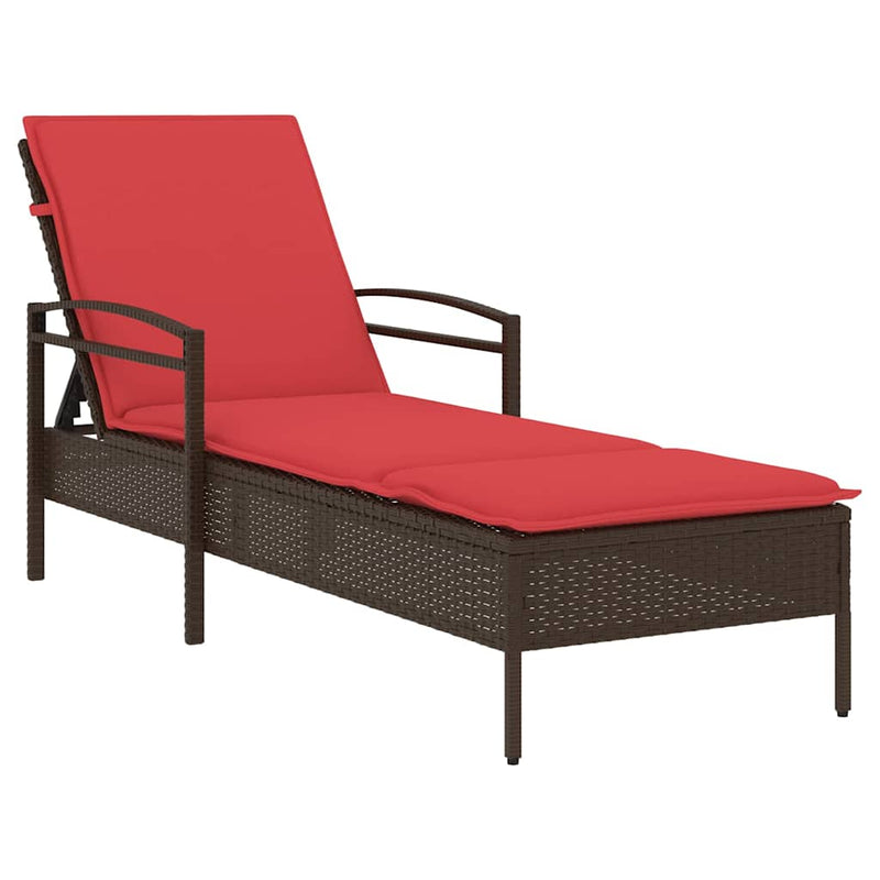 vidaXL barna napozóágy párnával 63x200x81 cm polyrattan (csak az USA-ban)