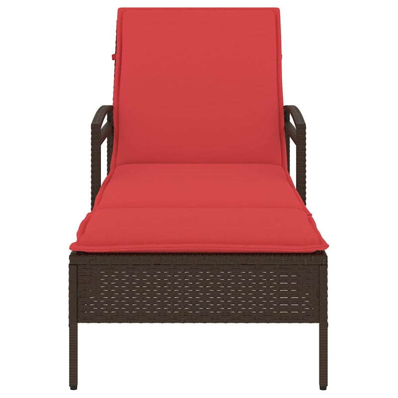 vidaXL barna napozóágy párnával 63x200x81 cm polyrattan (csak az USA-ban)