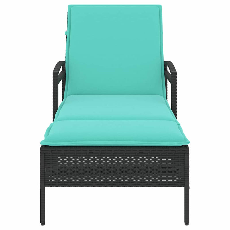 vidaXL fekete napozóágy párnával 63x200x81 cm polyrattan (csak az USA-ban)